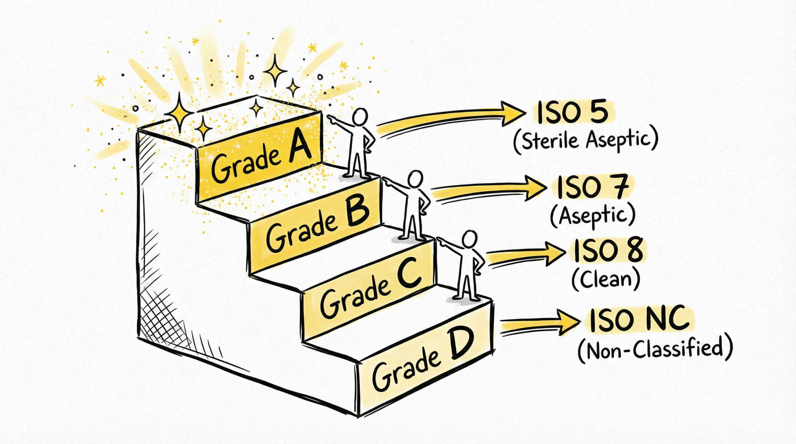 GMPグレード(A・B・C・D)ごとの詳細要件とISOクラス換算